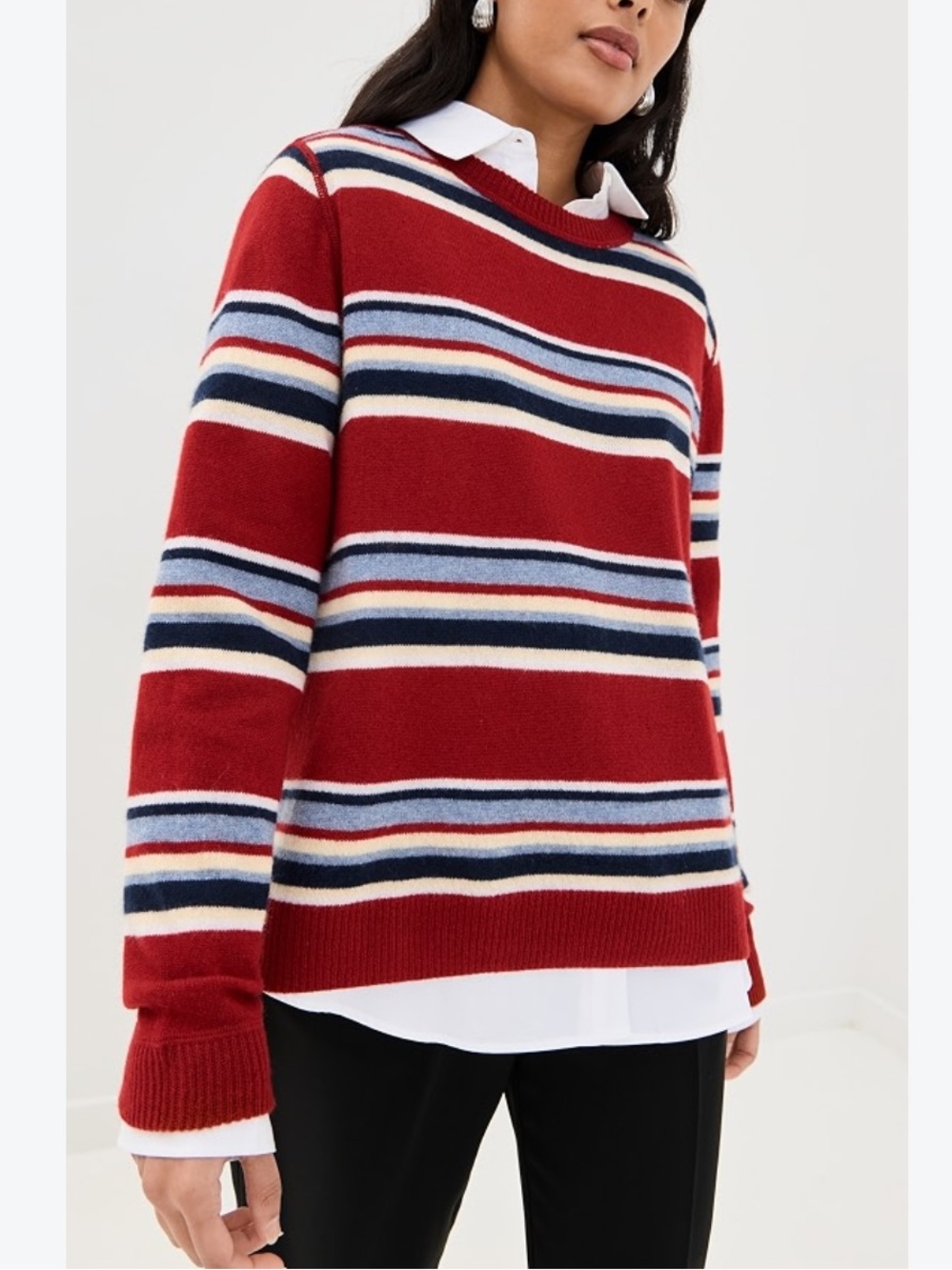 Striped Red Crewneck Sweater - Reformation Cashmere Women's